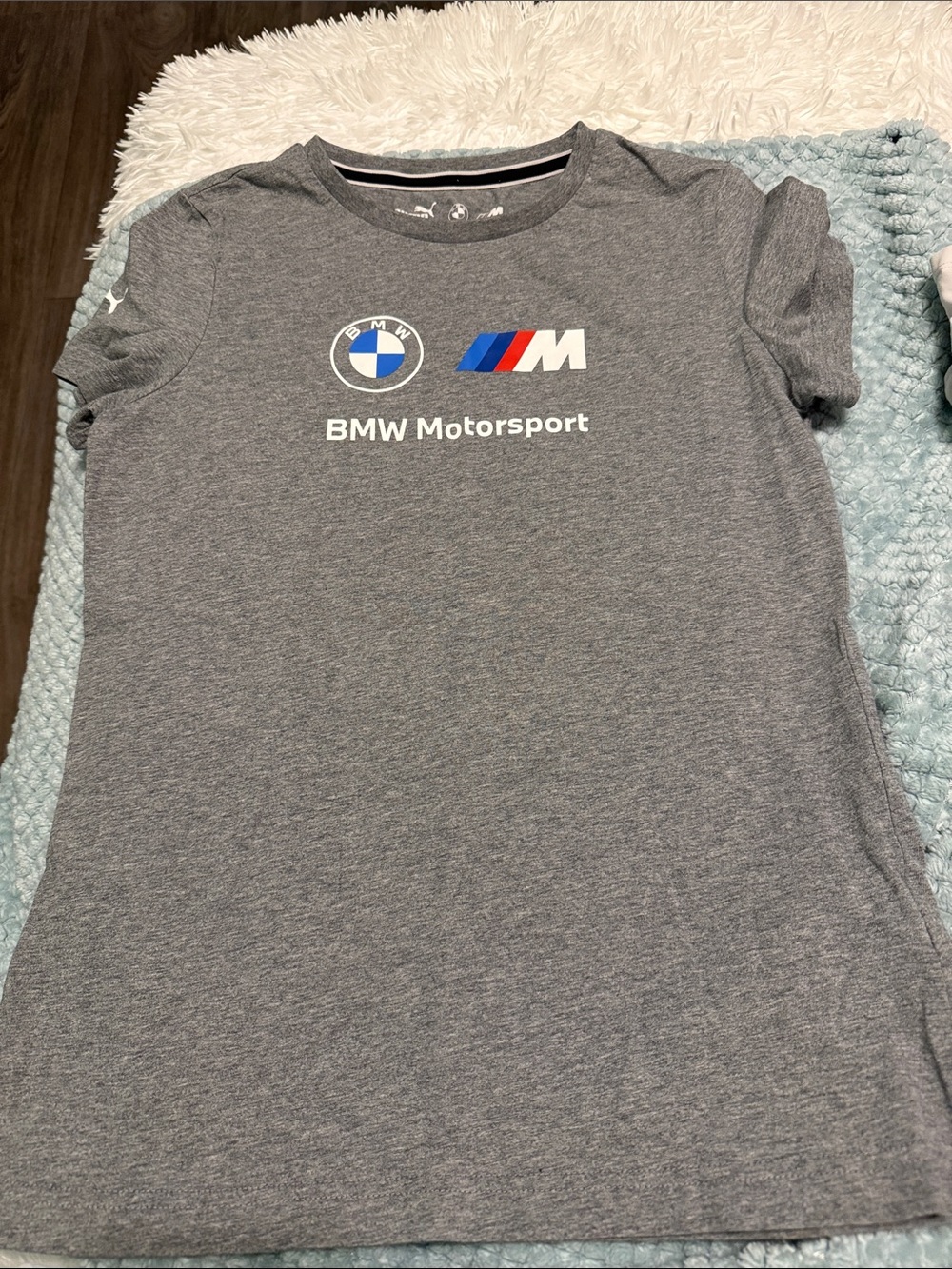 BMW Grey Kids Motorsport Logo Tee with Blue & Red Accents